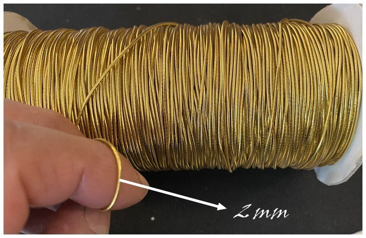 Cordon Elastique FIL Doré Or Lisse Rond En 2 mm A Coudre Pour Loisirs Créatifs.