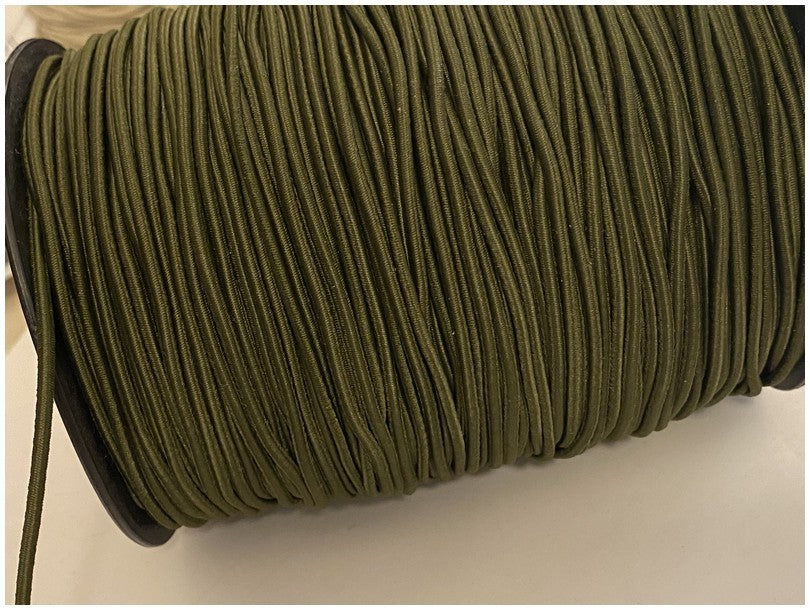 Cordon Elastique KAKI Rond En 3 mm A Coudre Pour Loisirs Créatifs.