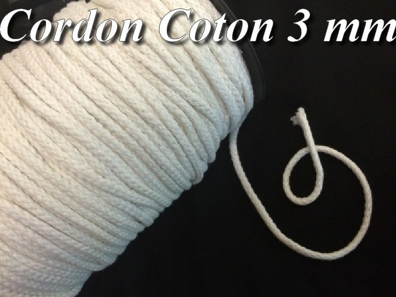 Cordón de Algodón Blanco por Metros de 3 mm para Aficiones Creativas.