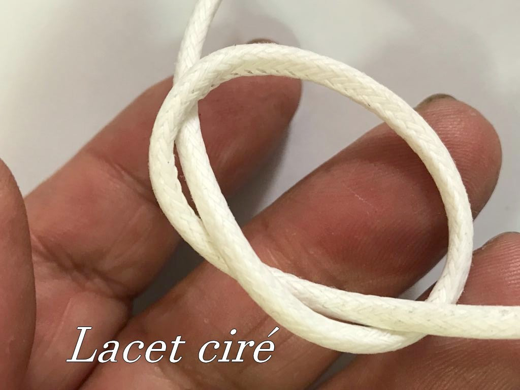 Cordon Lacet Ciré Au Mètre Blanc pour Loisirs Créatifs