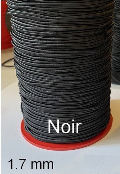 Cordon Lacet Elastique Noir Rond En 1.7 mm A Coudre Pour Loisirs Créatifs.