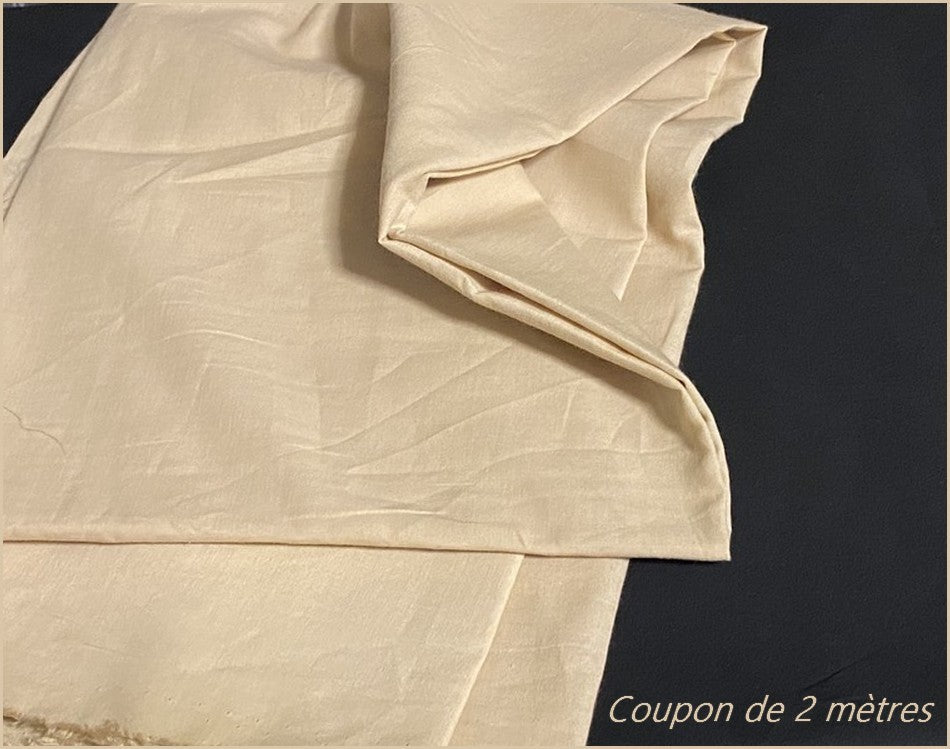 Coupon de 2 Mètres de Tissu Coton Beige En Grande Largeur