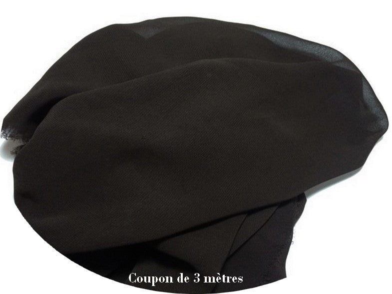 Coupon de 3 mètres De Tissu Mousseline Polyester Au Mètre Noir A coudre.