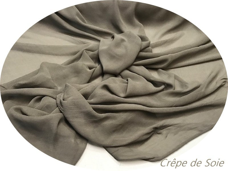 Crêpe De SOIE Taupe Au Mètre Couture.