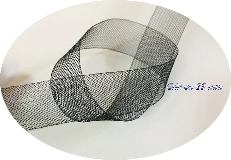 Crin de caballo negra por metro para coser, banda de crinolina para refuerzo