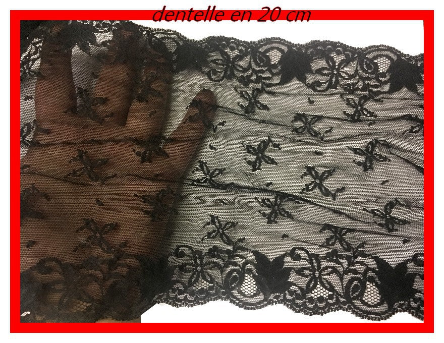 Dentelle A Coudre En 20 Cm Noir Pour Loisirs Créatifs Et Lingerie