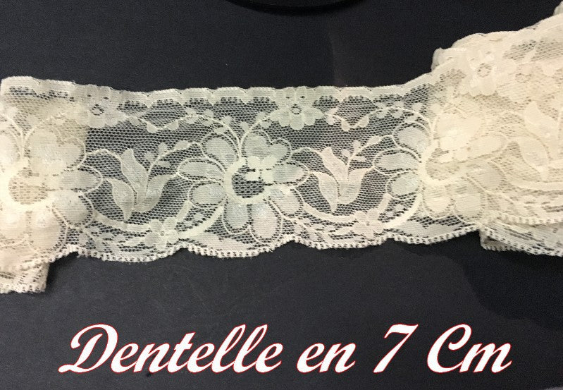 Dentelle Au Mètre A Coudre En 7 Cm Couleur Créme Pour Lingerie Et Loisirs Créatifs.