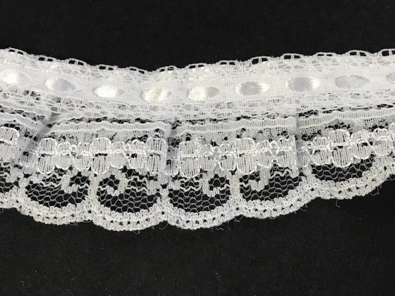 Dentelle Au mètre Blanche sur Satin En 4 Cm A Coudre.