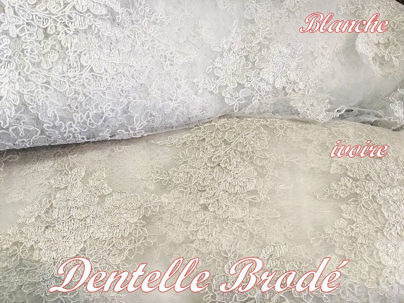 Lace by the meter in white embroidery for weddings and ceremonies