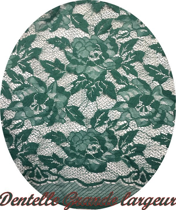 Dentelle Au Mètre En Grande Largeur Couleur Vert Emreraude Pour Customisations Et Décorations.