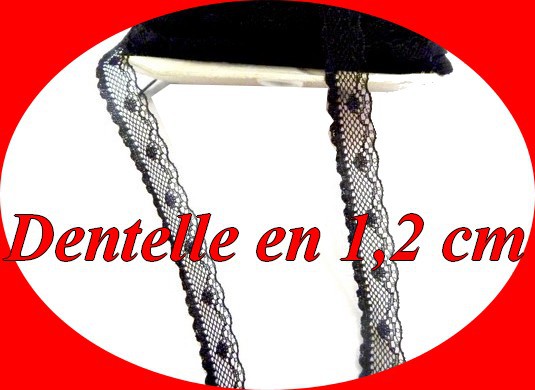 Dentelle Au Mètre Fixe En 1,2 Cm , Liseré Noir A Coudre Pour Loisirs Créatifs.