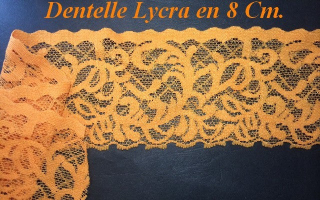 Encaje de Lycra Naranja 8 cm - Versatilidad y Elegancia para tus Creaciones
