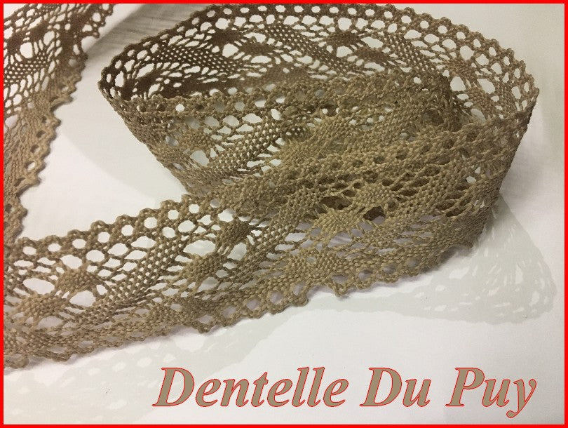 Dentelle Du Puy En 35 mm Taupe Au Mètre A Coudre Pour Customisations.