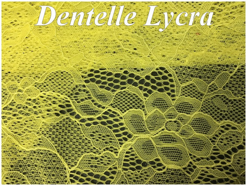 Dentelle Jaune Brodé lycra Grande Largeur Pour Lingerie, décorations, Et Customisations.