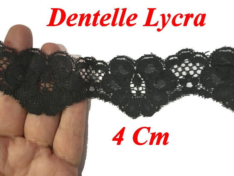Dentelle Lycra Au Mètre En 4 Cm Noir , Pour Lingerie Et Customisations.