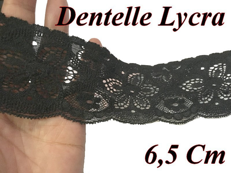 Dentelle Lycra Au Mètre En 6,5 Cm Noir Pour Lingerie Et Loisirs Créatifs