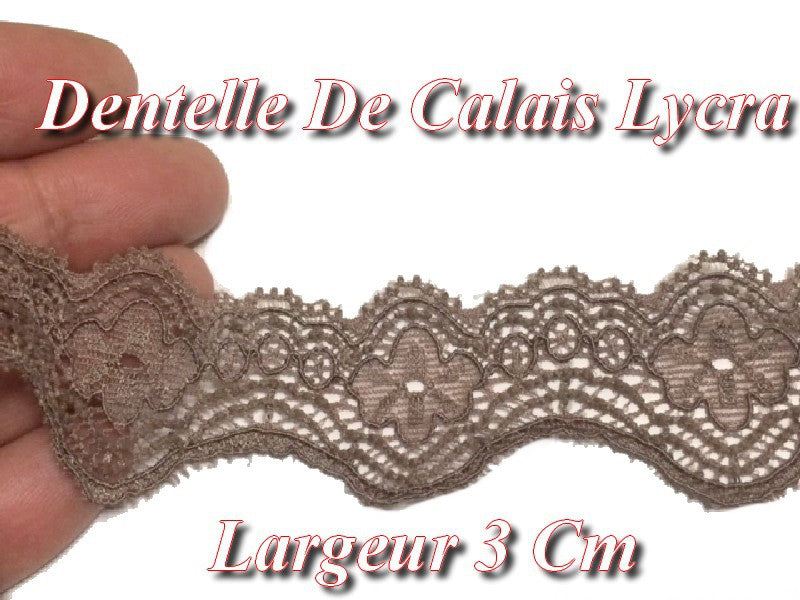 Encaje Lycra Calais por Metros en 3 cm Chocolate Para Coser.