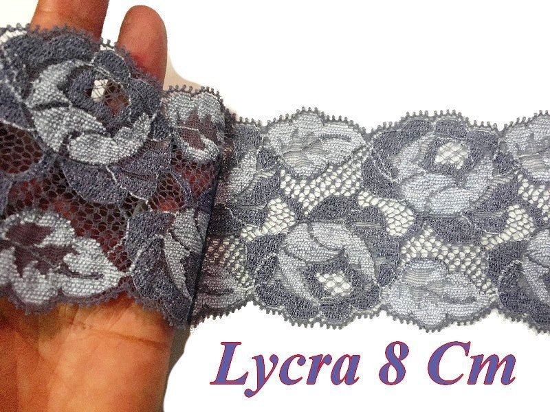 Dentelle Lycra De Calais en 8 cm Au Mètre De Couleur Parme Bi-Color A Coudre.