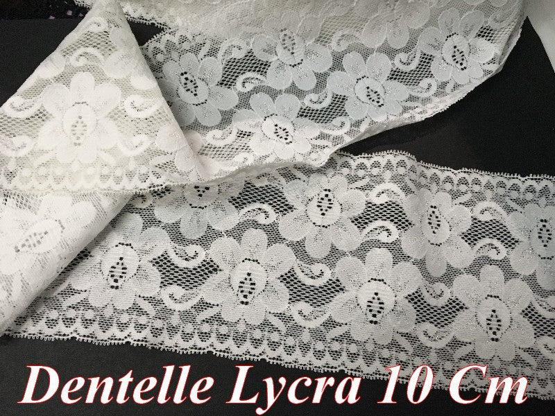 10cm White Lycra Lace for Lingerie and Customizations.