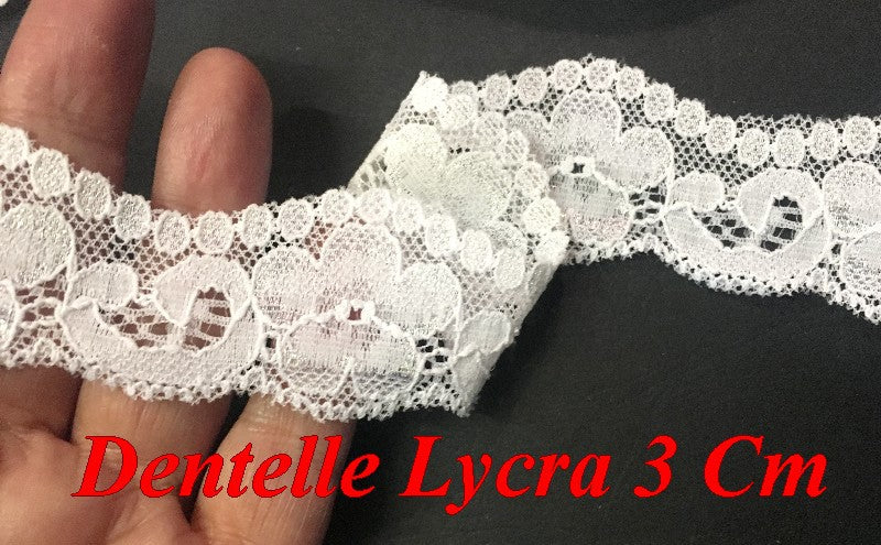Dentelle Lycra En 3 Cm Blanche Pour Lingerie Et Customisations.