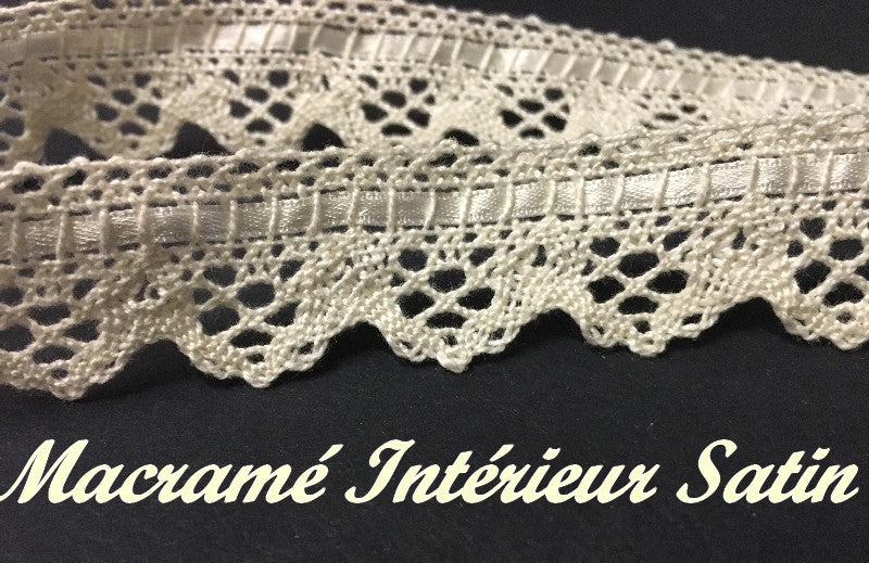 Dentelle Macramé Au Mètre En 2 Cm Ecru, intérieur Satin A Coudre Pour Customisations.