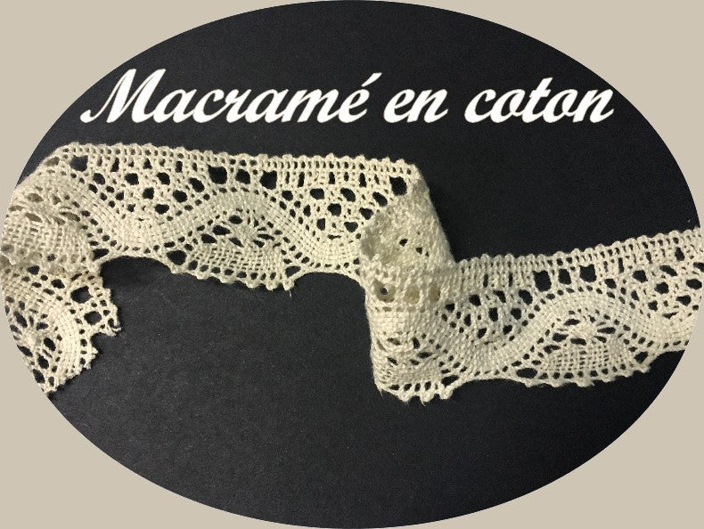 Encaje Macramé por Metros en 3,5 cm Color Crudo para Coser para Personalizaciones.