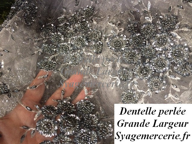 Dentelle Perlée Grise Couture.
