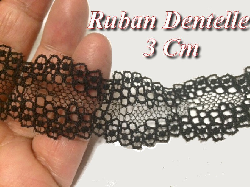 Dentelle Ruban Lycra en 3 Cm Noir A Coudre.