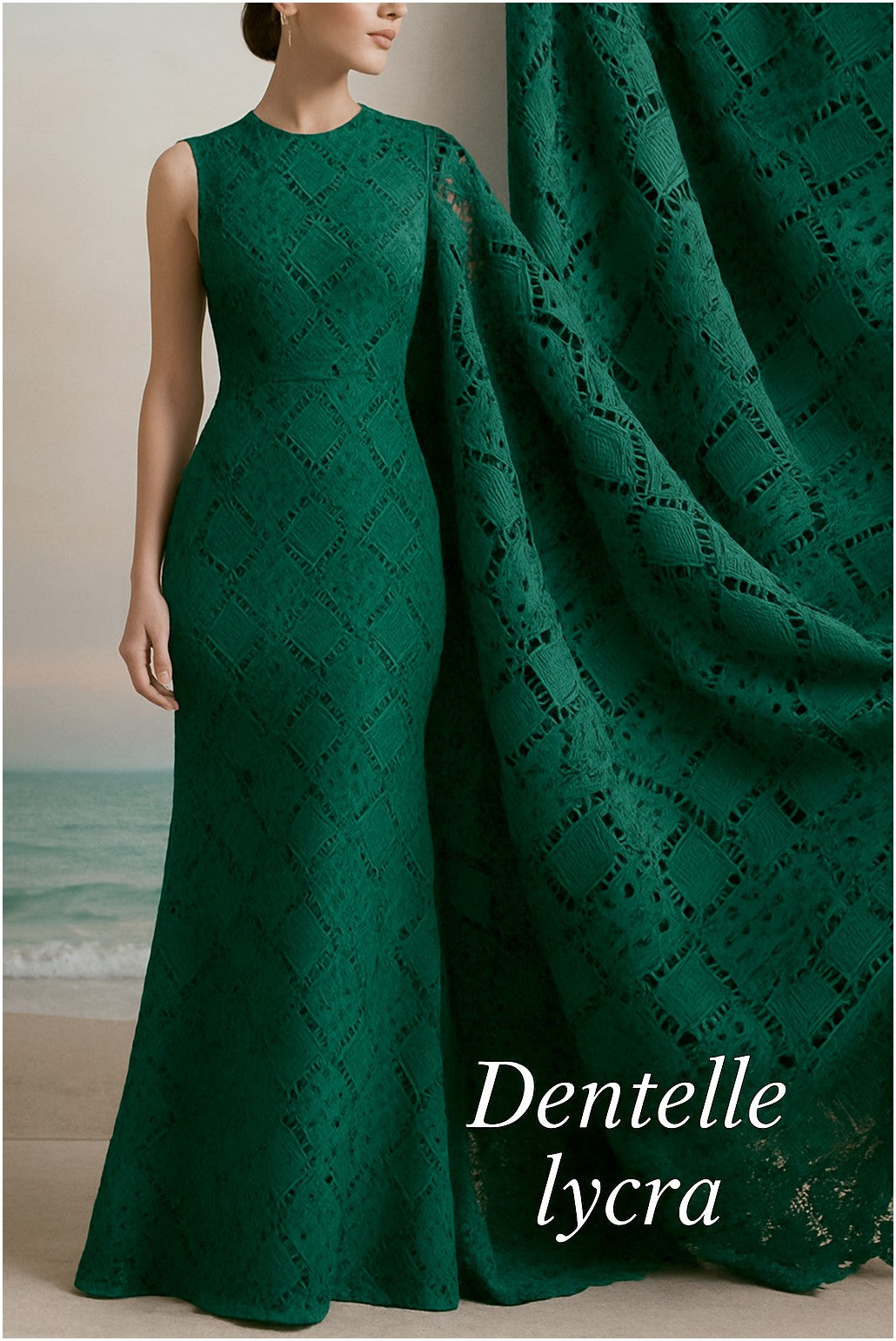Dentelle stretch vert fantaisie – au mètre