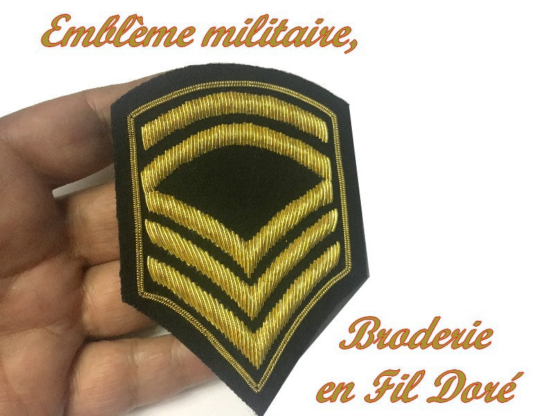 Military Badge Embroidered Gold Thread Emblem Patch Epaulette Sewing
