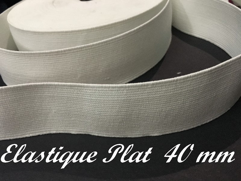 elastic 4 cm wide - Flat Elastic by the Meter in 40 mm White for Sewing.