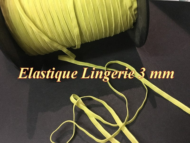 Elastique Couleur Anis Plat En 3 mm A Coudre, Ruban Lycra Pour Lingerie, et Customisations.