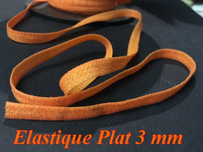 Elastique Couleur orange Plat En 3 mm A Coudre, Ruban Lycra Pour Lingerie, et Customisations.