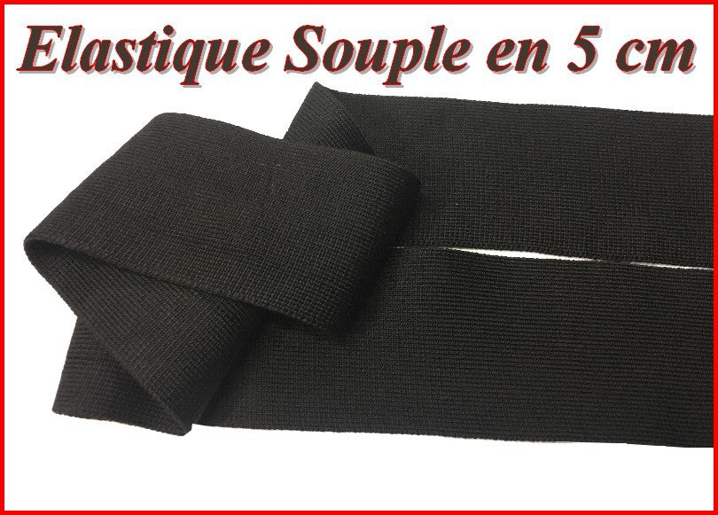 5cm Flat Soft Black Elastic by the Meter for Lingerie and Customizations
