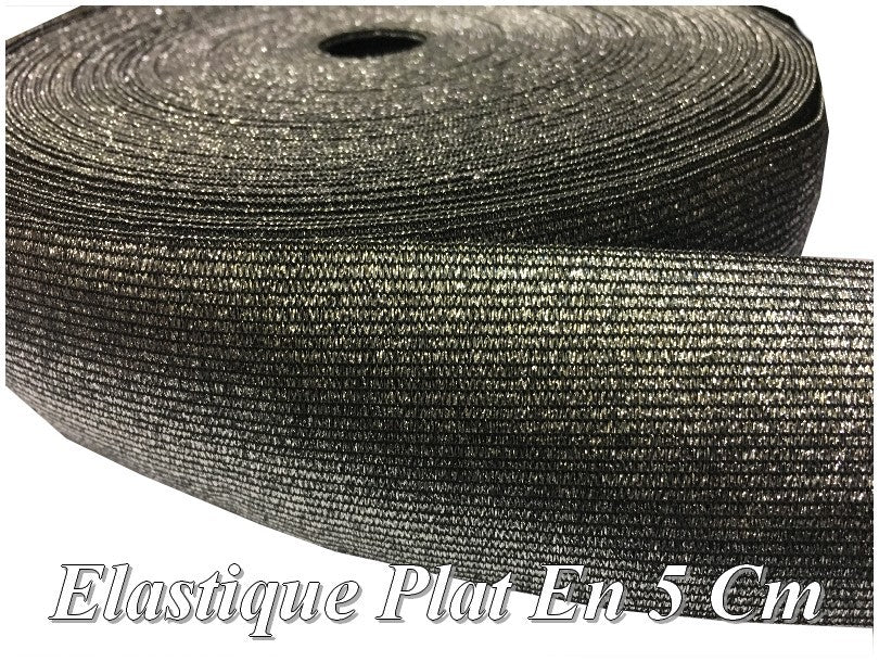 5cm Silver Flat Elastic by the Meter for Sewing for Belts, Creative Hobbies, Customizations.