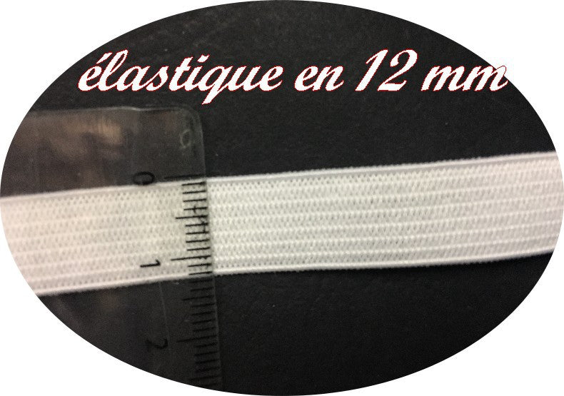 Elastique Plat Au Mètre en 12 mm Blanc Pour La Couture