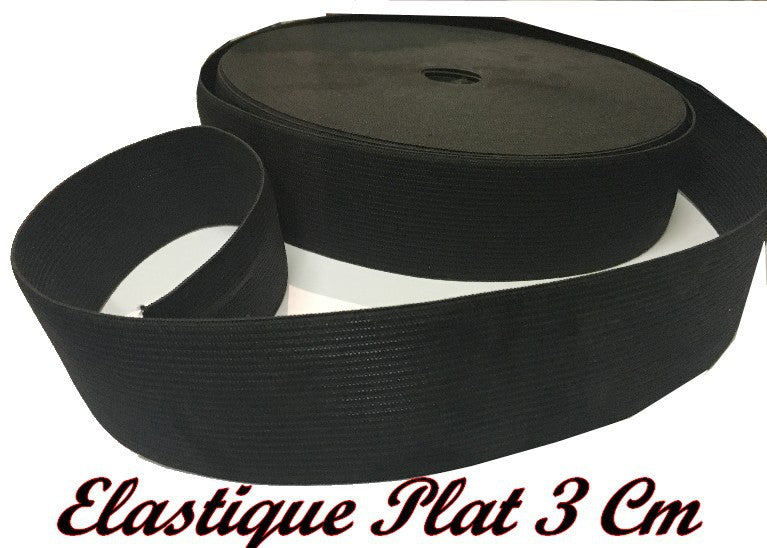 Flat Elastic by the Meter in 30 mm Black for Sewing
