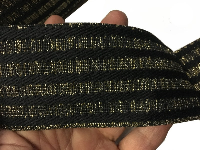 Elastique Plat Doré Or Et Noir En 5,5 Cm Au Mètre A Coudre Pour Ceintures Loisirs Créatifs La Customisations.