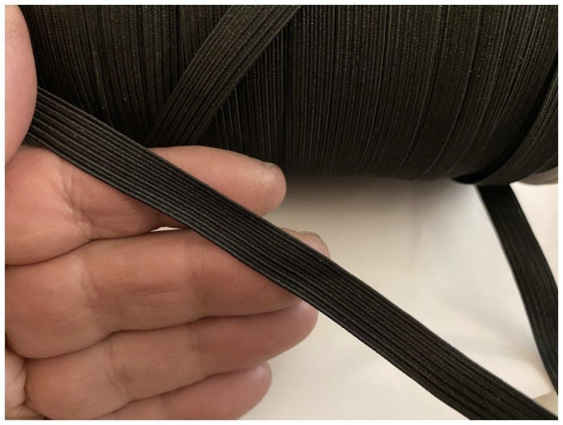 10mm Black Flat Elastic by the Meter for Sewing