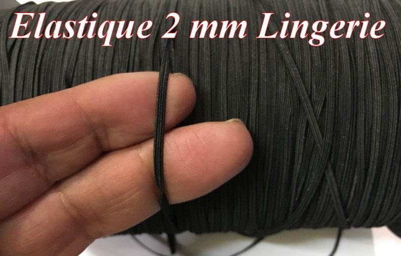 Elastique Plat En 2 mm A Coudre, Ruban Lycra Noir Pour Lingerie, et Customisations.