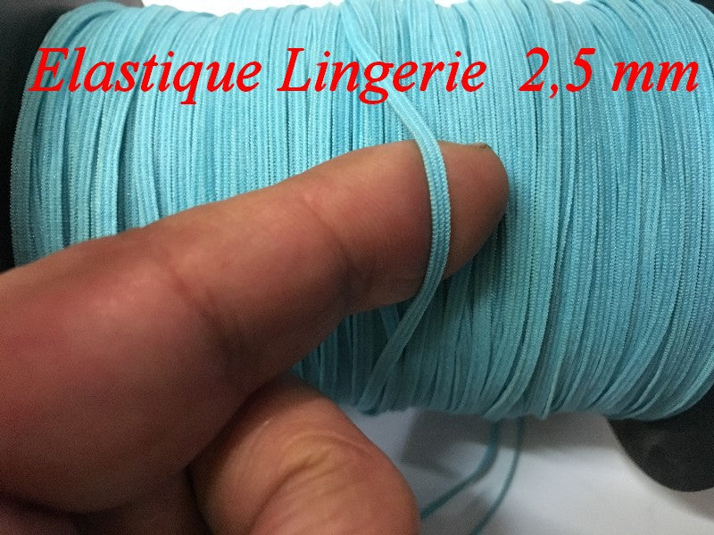 Elastique Plat En 2,5 mm A Coudre, Ruban Lycra Turquoise Pour Lingerie, et Customisations.