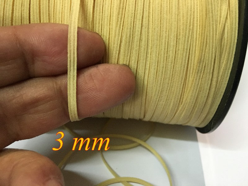 Elastique Plat En 3 mm A Coudre, Ruban Lycra Jaune Paille Pour Lingerie, et Customisations.