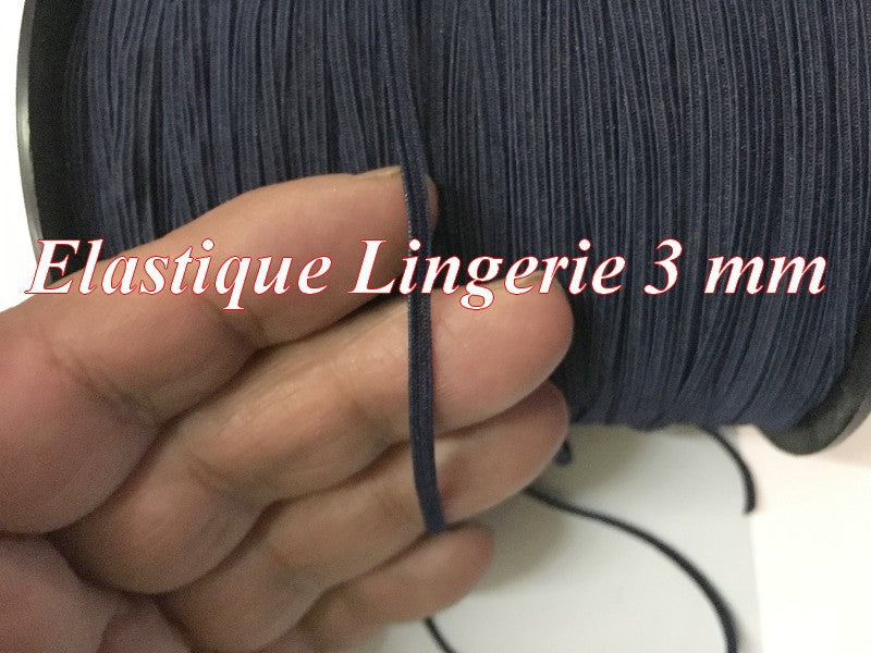 Elastique Plat En 3 mm A Coudre, Ruban Lycra Marine Pour Lingerie, et Customisations.