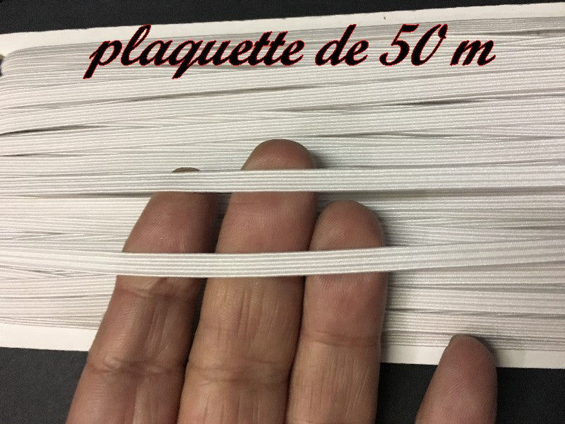 Flat Elastic in 6 White Rubber Bands Sold in Packs of 50 Meters for Sewing