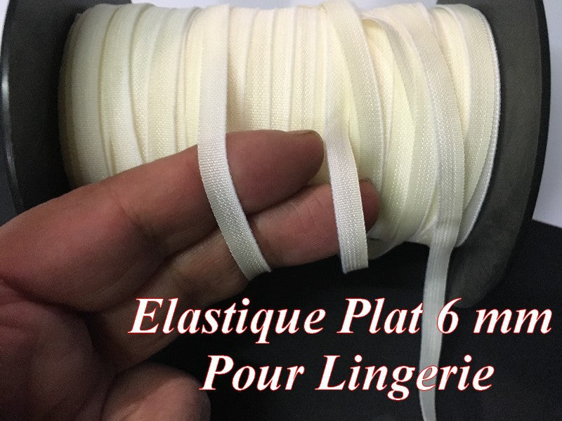 Elastique Plat En 6 mm A Coudre, Ruban Lycra Blanc Pour Lingerie, et Customisations.