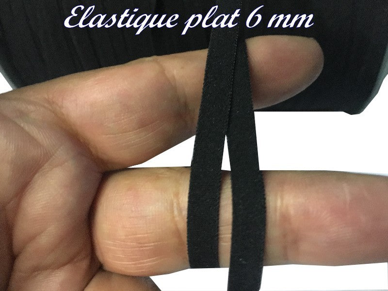 Elastique Plat En 6 mm Noir A Coudre, Ruban Souple En Lycra Pour Lingerie, et Customisations.