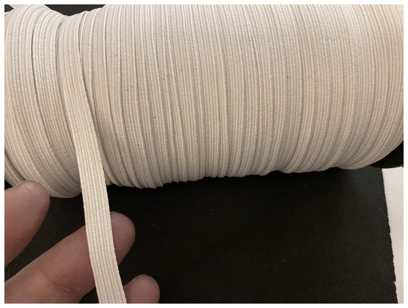 Elastique Plat En 8 mm X 100 Mètres Blanc Pour Masques De Protections A Coudre