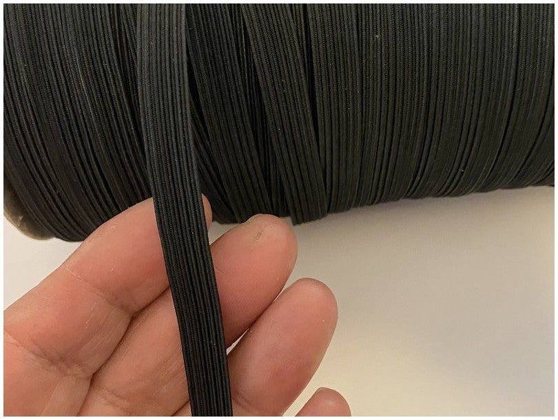 Elastique Plat En 9 mm X 100 Mètres Noir pour Masques De Protections A Coudre