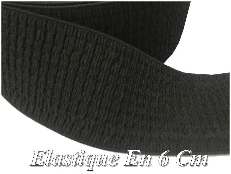 Elastique Plat Fripé et Brodé Noir En 6 Cm Au Mètre A Coudre Pour Ceintures Loisirs Créatifs La Customisations.