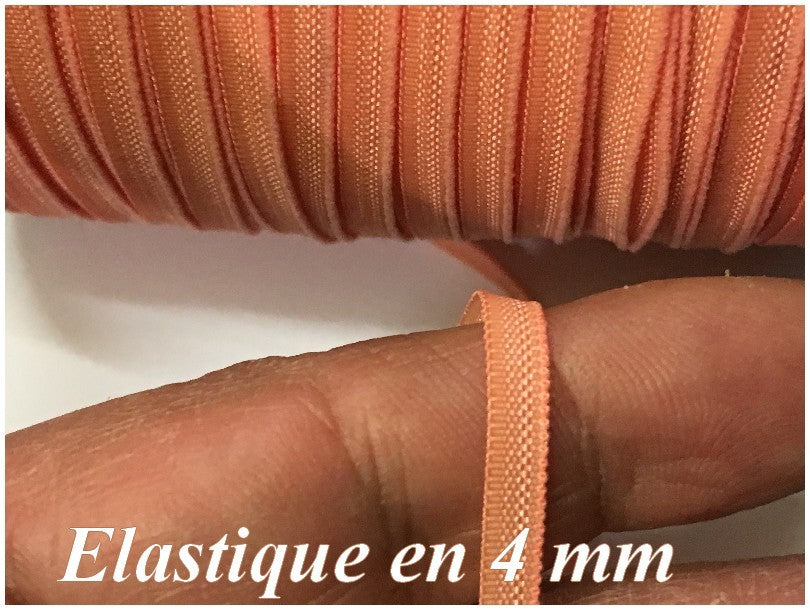4mm Coral Orange Flat Elastic for Sewing, Lingerie, and Customizations.